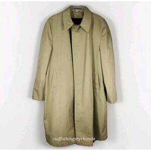 BOTANY WEATHER TOPPER Khaki Trench Coat Men's Size 42 Reg with Removable Liner